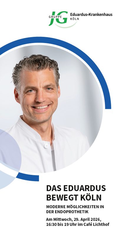 Moderne Möglichkeiten in der Endoprothetik – Infoabend für Gesundheitsinteressierte am 29.04.2026 im Eduardus-Krankenhaus Köln-Deutz 
